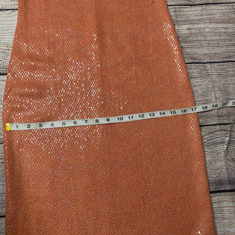 St. John Coral Orange Halter Maxi with Floral Neck Accent - Picture 11 of 13